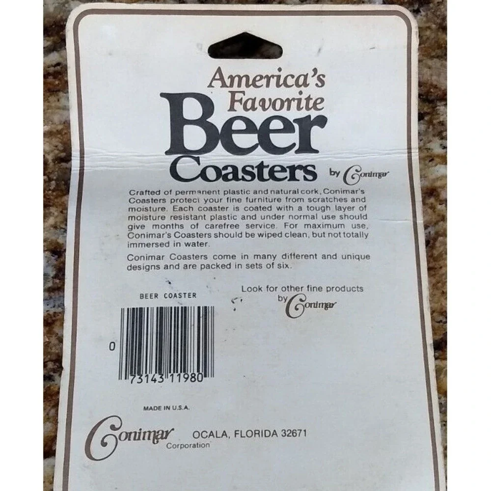 6 BUDWEISER BEER COASTERS Vintage America's Favorite Conimar‎ Cork Back Sealed